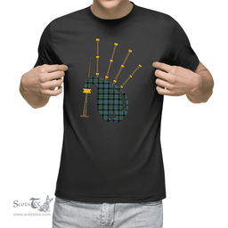 Scottish MacKay Ancient Clan Tartan T-Shirt 2D - Bagpipes Style Scottish Plaid Tartan Plaid