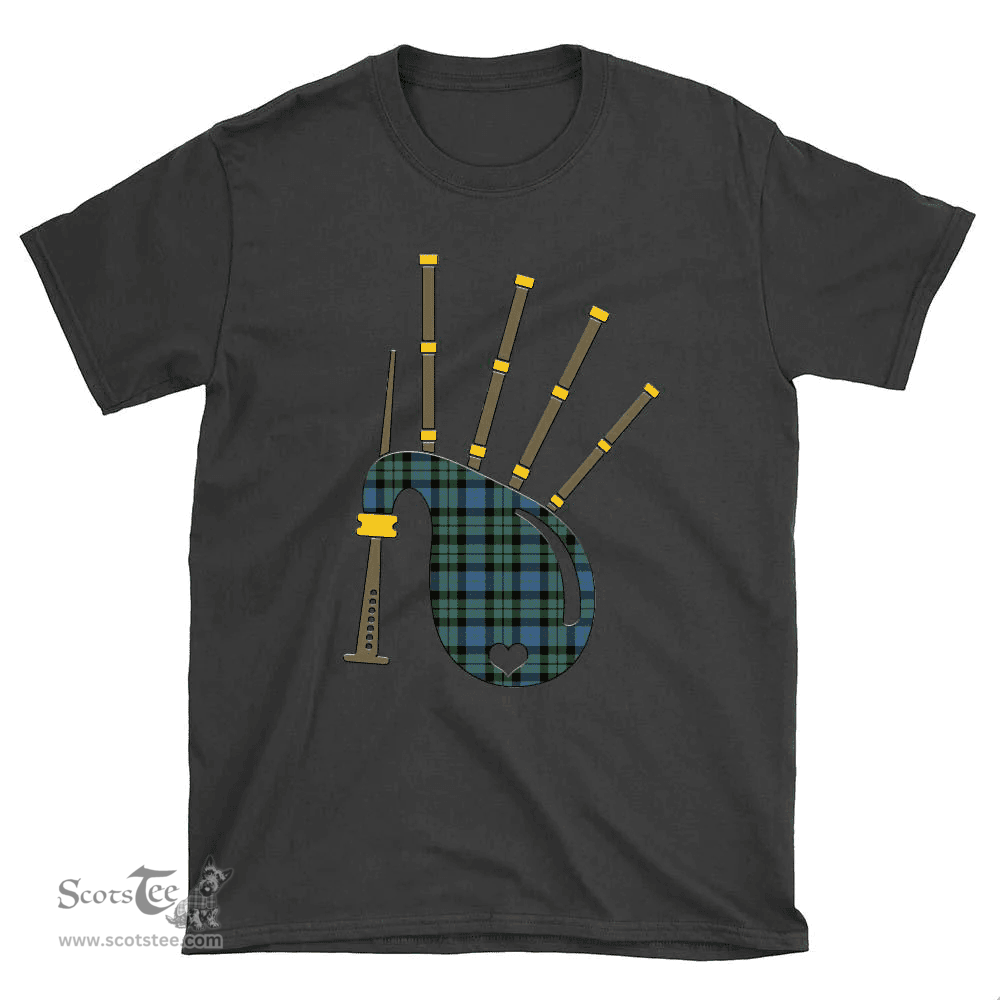 Scottish MacKay Ancient Clan Tartan T-Shirt 2D - Bagpipes Style Scottish Plaid Tartan Plaid