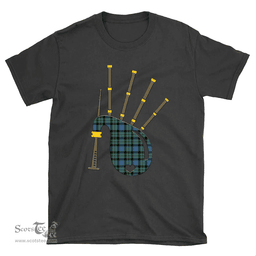 Scottish MacKay Ancient Clan Tartan T-Shirt 2D - Bagpipes Style Scottish Plaid Tartan Plaid