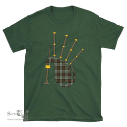 Scottish MacLeod of Harris Weathered Clan Tartan T-Shirt 2D - Bagpipes Style Scottish Plaid Tartan Plaid