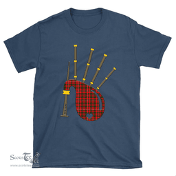 Scottish MacKinnon Modern Clan Tartan T-Shirt 2D - Bagpipes Style Scottish Plaid Tartan Plaid