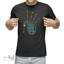 Scottish MacInnes Ancient Clan Tartan T-Shirt 2D - Bagpipes Style Scottish Plaid Tartan Plaid