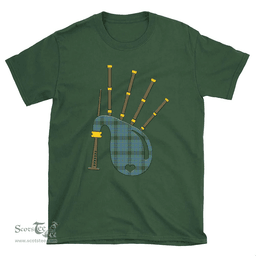 Scottish MacInnes Ancient Clan Tartan T-Shirt 2D - Bagpipes Style Scottish Plaid Tartan Plaid