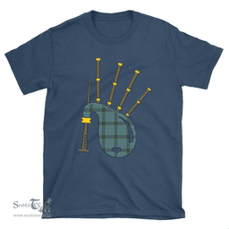 Scottish MacInnes Ancient Clan Tartan T-Shirt 2D - Bagpipes Style Scottish Plaid Tartan Plaid