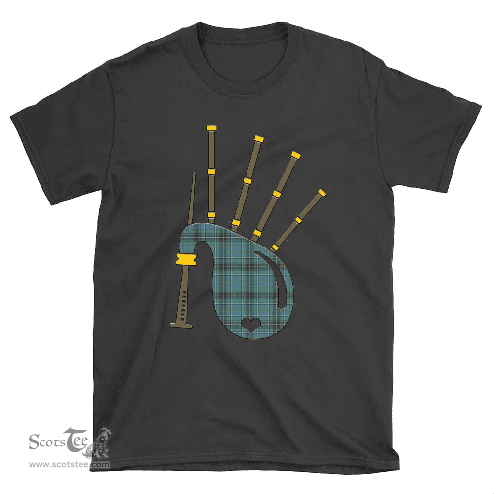 Scottish MacInnes Ancient Clan Tartan T-Shirt 2D - Bagpipes Style Scottish Plaid Tartan Plaid
