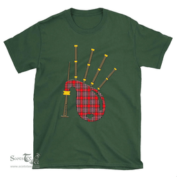 Scottish MacFarlane Modern Clan Tartan T-Shirt 2D - Bagpipes Style Scottish Plaid Tartan Plaid