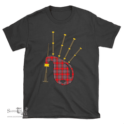 Scottish MacFarlane Modern Clan Tartan T-Shirt 2D - Bagpipes Style Scottish Plaid Tartan Plaid