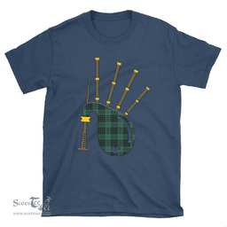 Scottish MacLean Hunting Ancient Clan Tartan T-Shirt 2D - Bagpipes Style Scottish Plaid Tartan Plaid