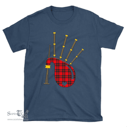 Scottish MacGillivray Modern Clan Tartan T-Shirt 2D - Bagpipes Style Scottish Plaid Tartan Plaid