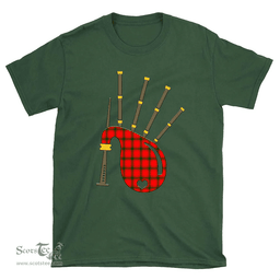 Scottish MacDonald of Sleat Clan Tartan T-Shirt 2D - Bagpipes Style Scottish Plaid Tartan Plaid
