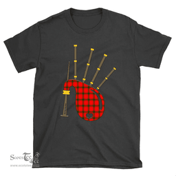 Scottish MacDonald of Sleat Clan Tartan T-Shirt 2D - Bagpipes Style Scottish Plaid Tartan Plaid