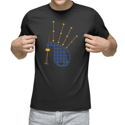 Scottish MacLaine of Loch Buie Hunting Ancient Clan Tartan T-Shirt 2D - Bagpipes Style Scottish Plaid Tartan Plaid