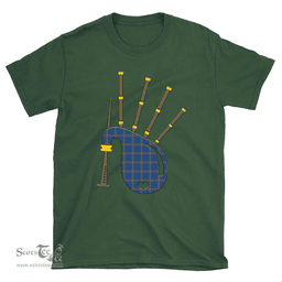 Scottish MacLaine of Loch Buie Hunting Ancient Clan Tartan T-Shirt 2D - Bagpipes Style Scottish Plaid Tartan Plaid