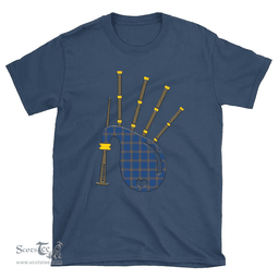 Scottish MacLaine of Loch Buie Hunting Ancient Clan Tartan T-Shirt 2D - Bagpipes Style Scottish Plaid Tartan Plaid