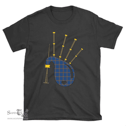 Scottish MacLaine of Loch Buie Hunting Ancient Clan Tartan T-Shirt 2D - Bagpipes Style Scottish Plaid Tartan Plaid