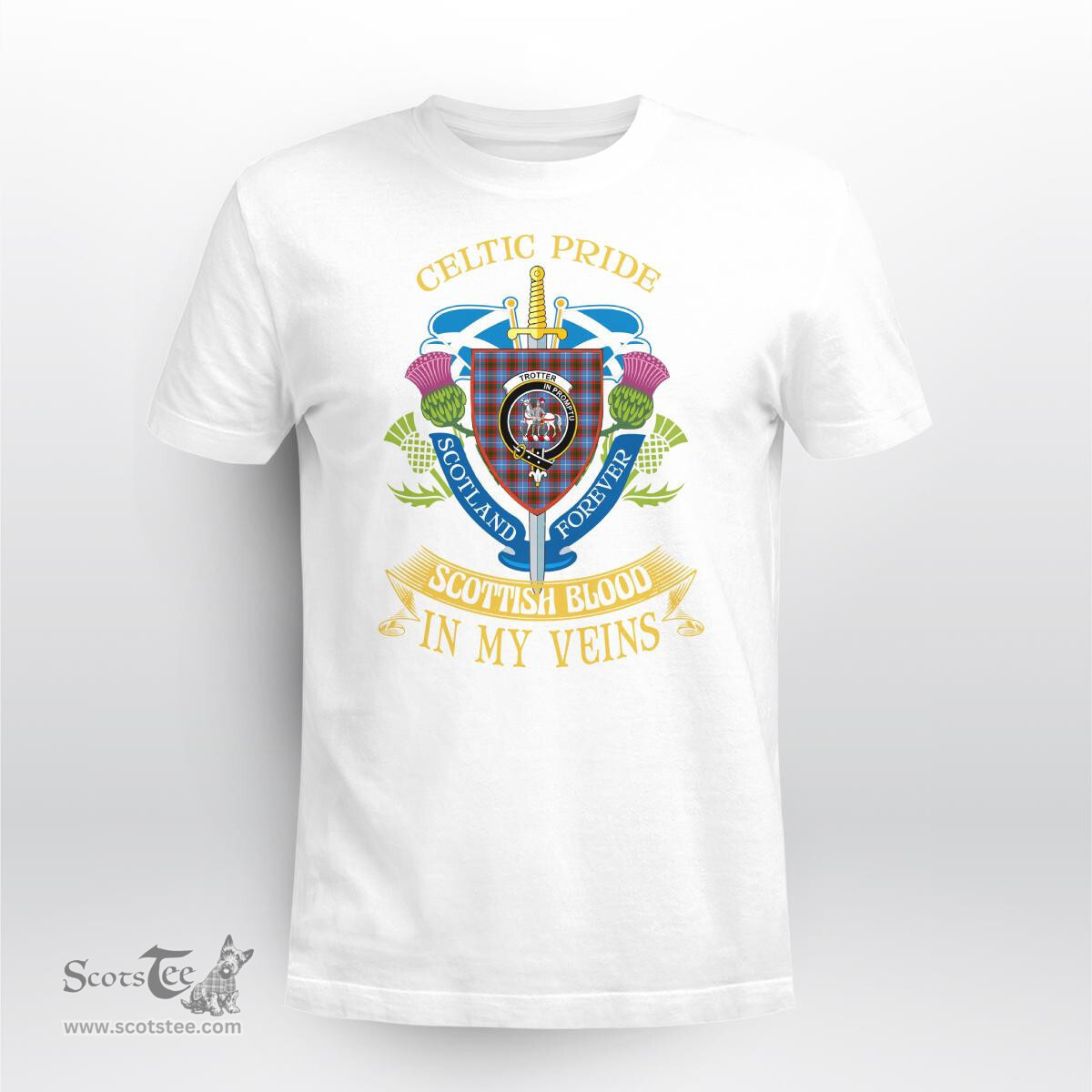 Scottish Trotter Scottish Blood In My Veins - Celtic Pride - Scotland Forever Tshirt Scottish Plaid Tartan Plaid - ScotsTee - scotstee.com