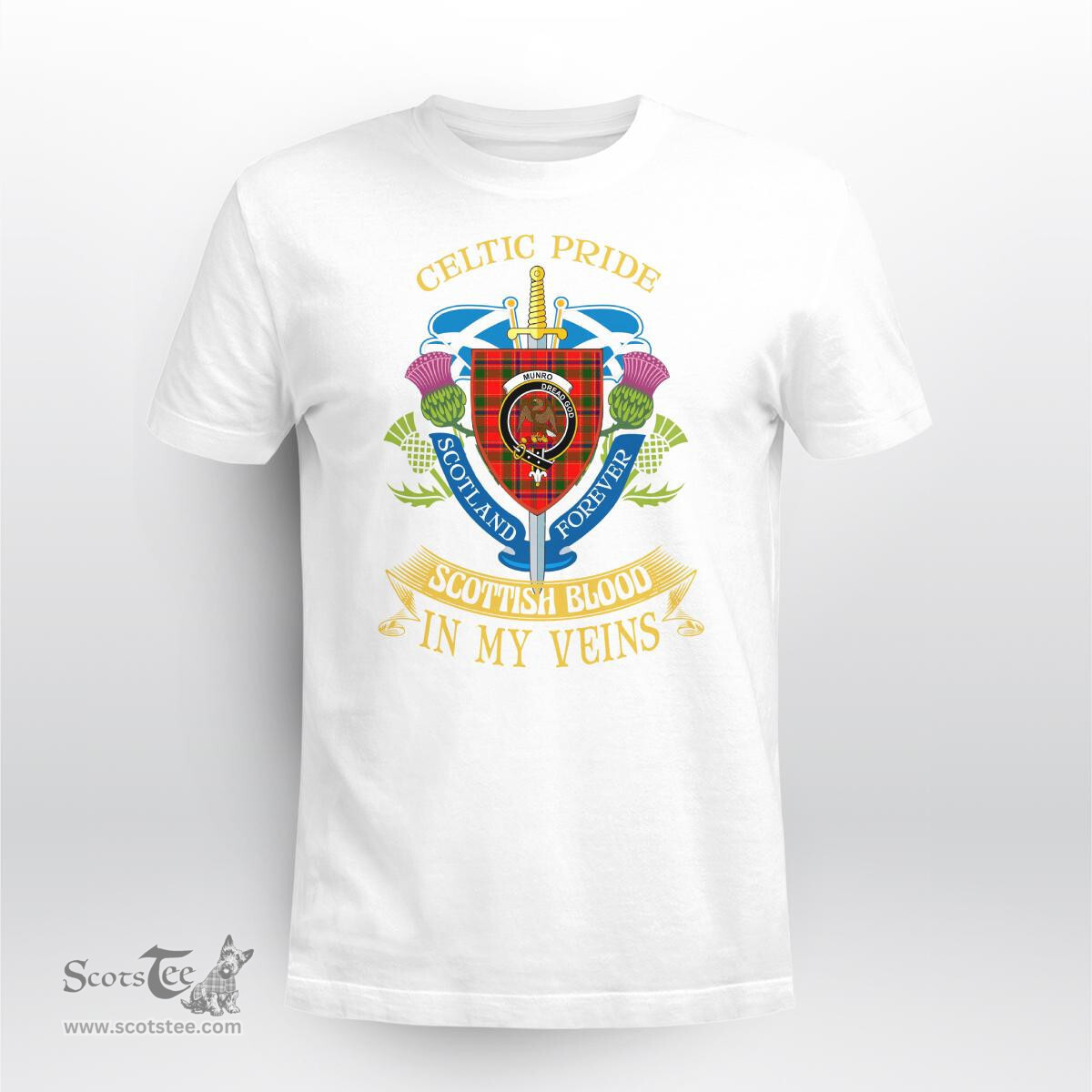 Scottish Munro Scottish Blood In My Veins - Celtic Pride - Scotland Forever Tshirt Scottish Plaid Tartan Plaid - ScotsTee - scotstee.com