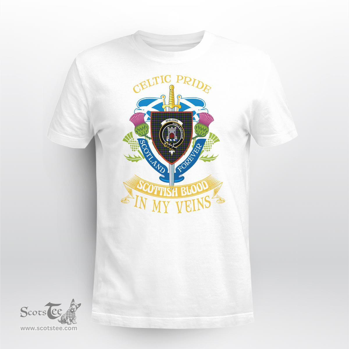 Scottish Spalding Scottish Blood In My Veins - Celtic Pride - Scotland Forever Tshirt Scottish Plaid Tartan Plaid - ScotsTee - scotstee.com