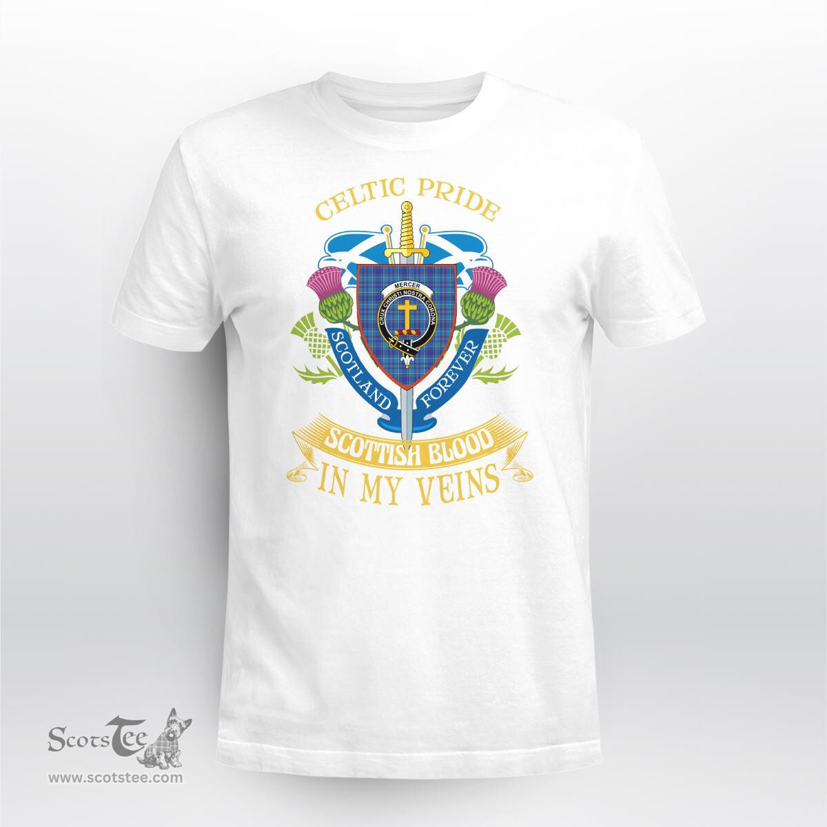 Scottish Mercer Scottish Blood In My Veins - Celtic Pride - Scotland Forever Tshirt Scottish Plaid Tartan Plaid - ScotsTee - scotstee.com