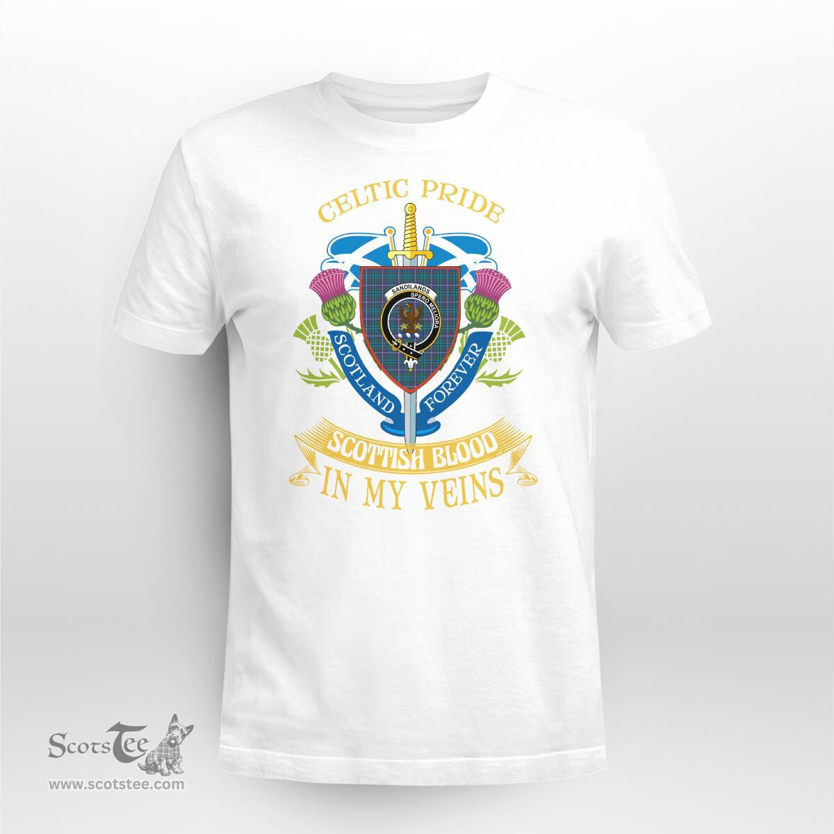 Scottish Sandilands Scottish Blood In My Veins - Celtic Pride - Scotland Forever Tshirt Scottish Plaid Tartan Plaid - ScotsTee - scotstee.com