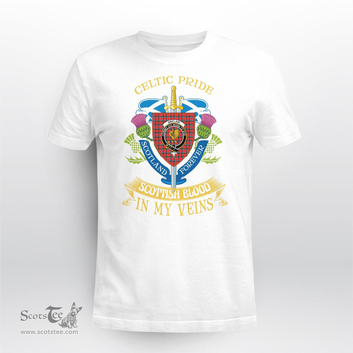 Scottish Sinclair Scottish Blood In My Veins - Celtic Pride - Scotland Forever Tshirt Scottish Plaid Tartan Plaid - ScotsTee - scotstee.com