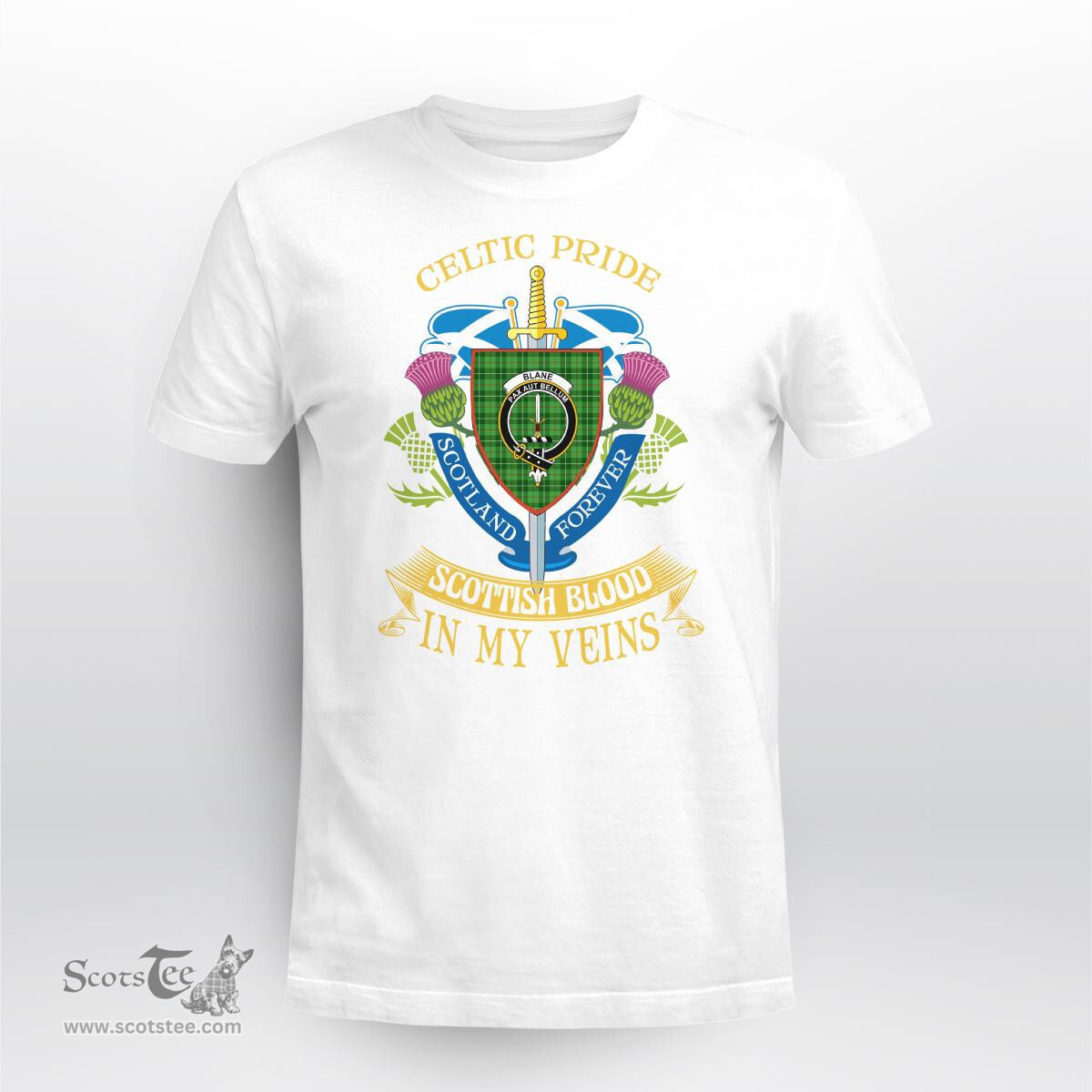 Scottish Blane Scottish Blood In My Veins - Celtic Pride - Scotland Forever Tshirt Scottish Plaid Tartan Plaid - ScotsTee - scotstee.com