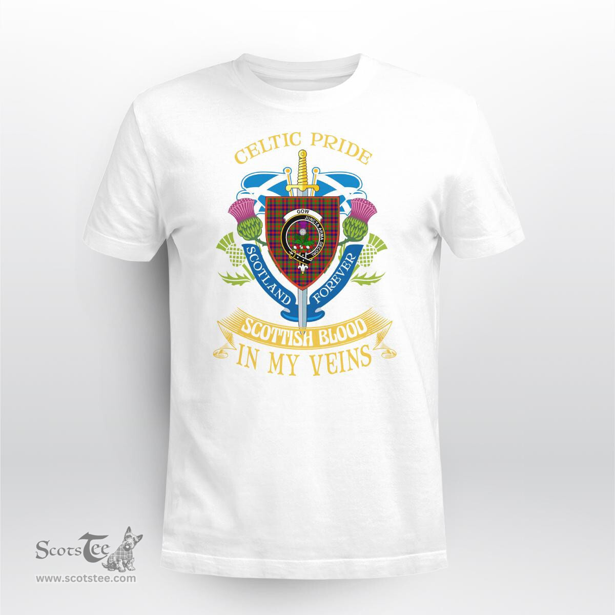 Scottish Gow Of Skeoch Scottish Blood In My Veins - Celtic Pride - Scotland Forever Tshirt Scottish Plaid Tartan Plaid - ScotsTee - scotstee.com