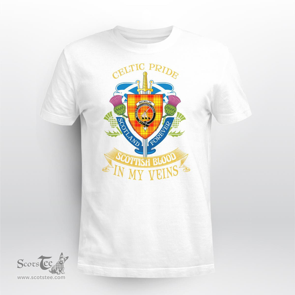 Scottish Macmillan Scottish Blood In My Veins - Celtic Pride - Scotland Forever Tshirt Scottish Plaid Tartan Plaid - ScotsTee - scotstee.com