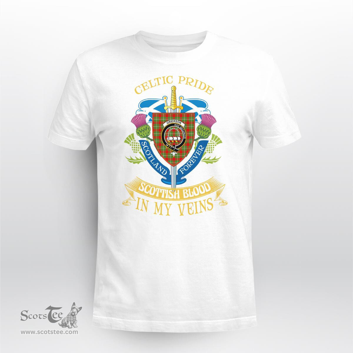 Scottish Grierson Scottish Blood In My Veins - Celtic Pride - Scotland Forever Tshirt Scottish Plaid Tartan Plaid - ScotsTee - scotstee.com