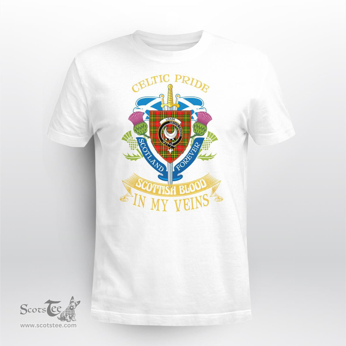 Scottish Leask Scottish Blood In My Veins - Celtic Pride - Scotland Forever Tshirt Scottish Plaid Tartan Plaid - ScotsTee - scotstee.com