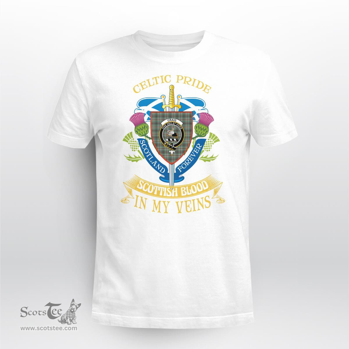 Scottish Craig Scottish Blood In My Veins - Celtic Pride - Scotland Forever Tshirt Scottish Plaid Tartan Plaid - ScotsTee - scotstee.com