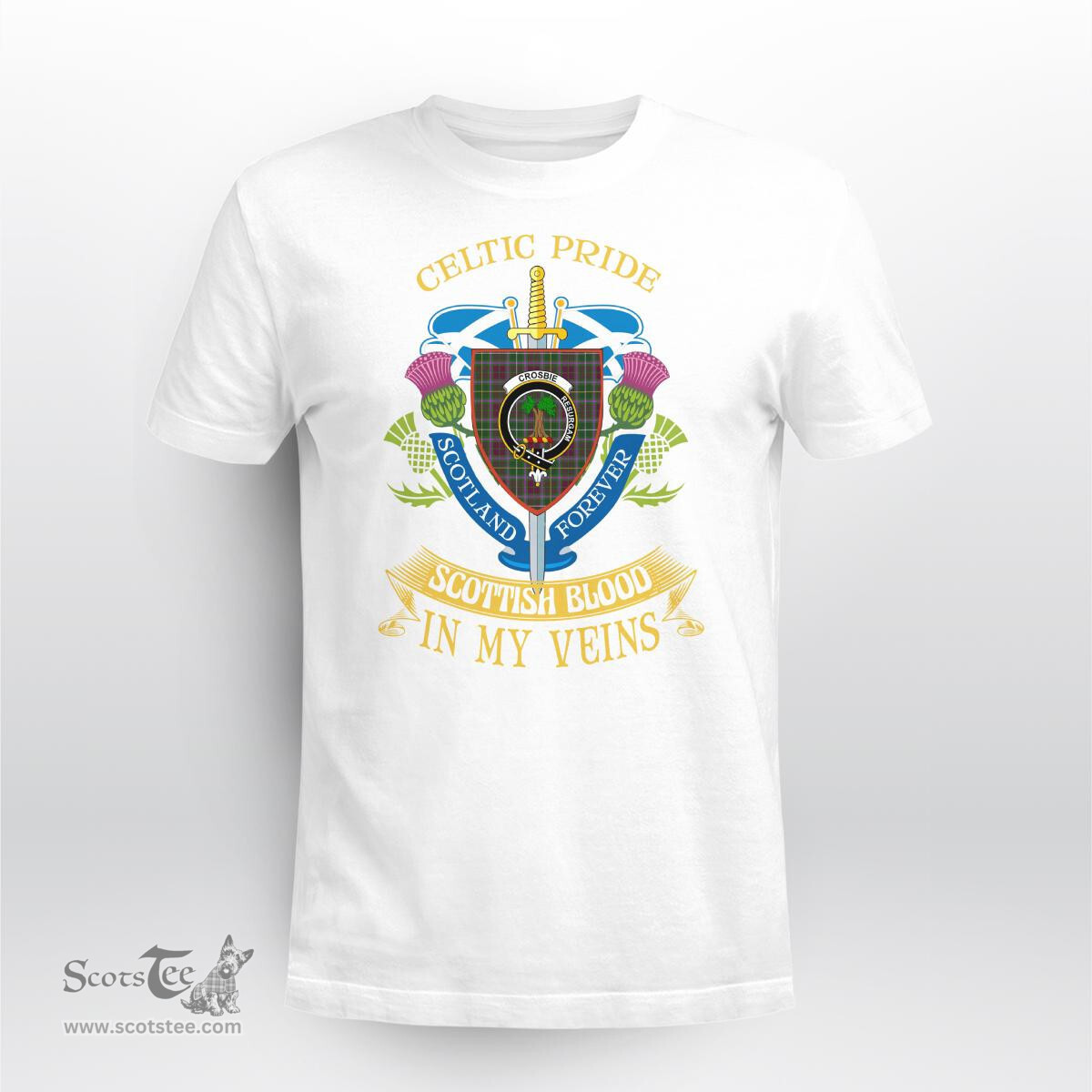 Scottish Crosbie Scottish Blood In My Veins - Celtic Pride - Scotland Forever Tshirt Scottish Plaid Tartan Plaid - ScotsTee - scotstee.com