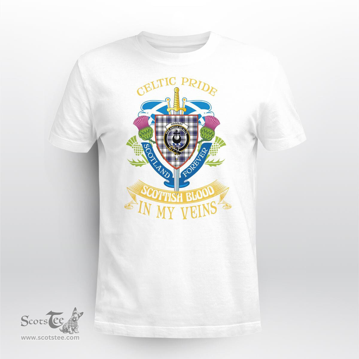 Scottish Hannay Scottish Blood In My Veins - Celtic Pride - Scotland Forever Tshirt Scottish Plaid Tartan Plaid - ScotsTee - scotstee.com
