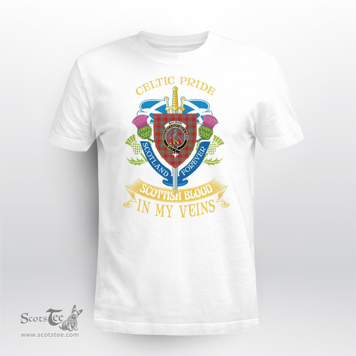 Scottish Macbain Scottish Blood In My Veins - Celtic Pride - Scotland Forever Tshirt Scottish Plaid Tartan Plaid - ScotsTee - scotstee.com