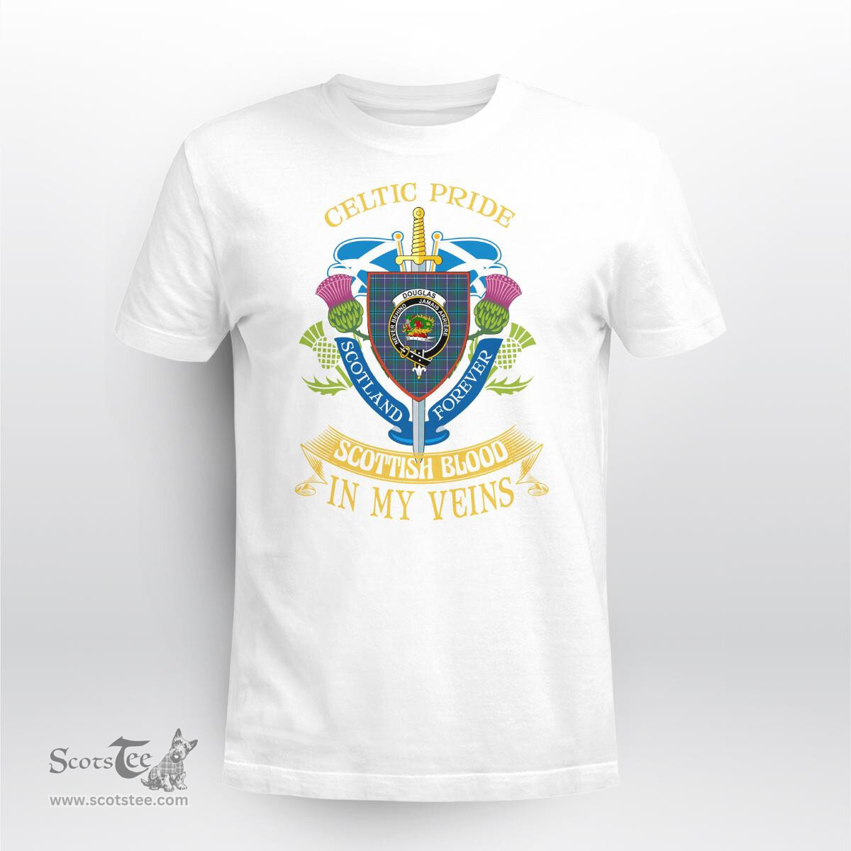 Scottish Douglas Scottish Blood In My Veins - Celtic Pride - Scotland Forever Tshirt Scottish Plaid Tartan Plaid - ScotsTee - scotstee.com