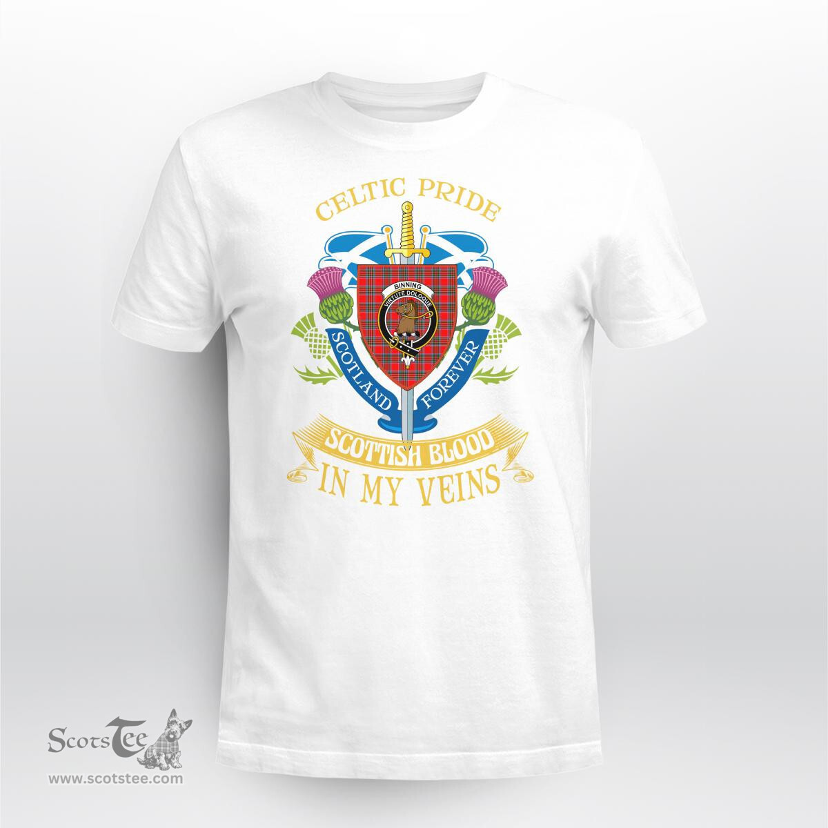 Scottish Binning Of Wallifoord Scottish Blood In My Veins - Celtic Pride - Scotland Forever Tshirt Scottish Plaid Tartan Plaid - ScotsTee - scotstee.com
