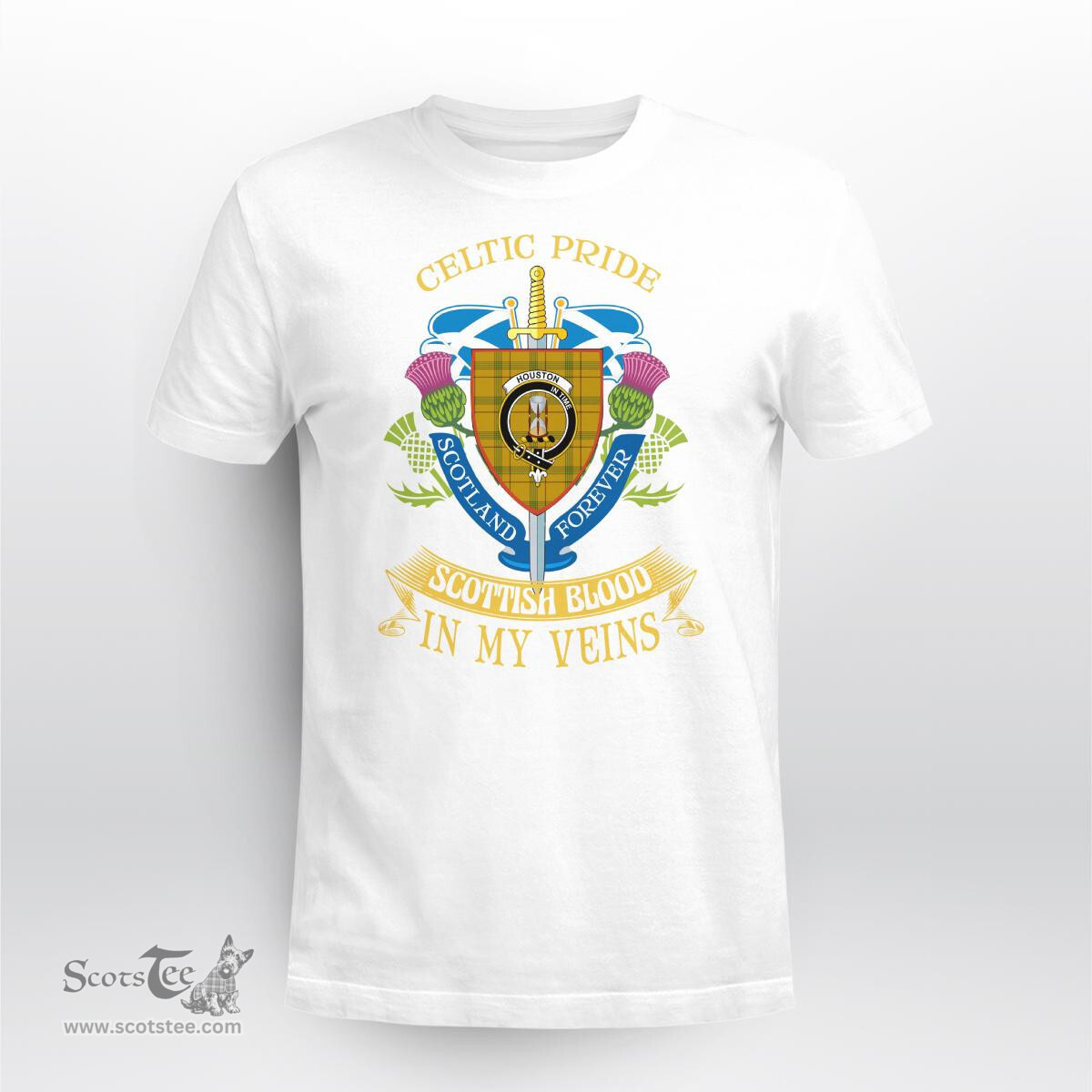 Scottish Houston Scottish Blood In My Veins - Celtic Pride - Scotland Forever Tshirt Scottish Plaid Tartan Plaid - ScotsTee - scotstee.com