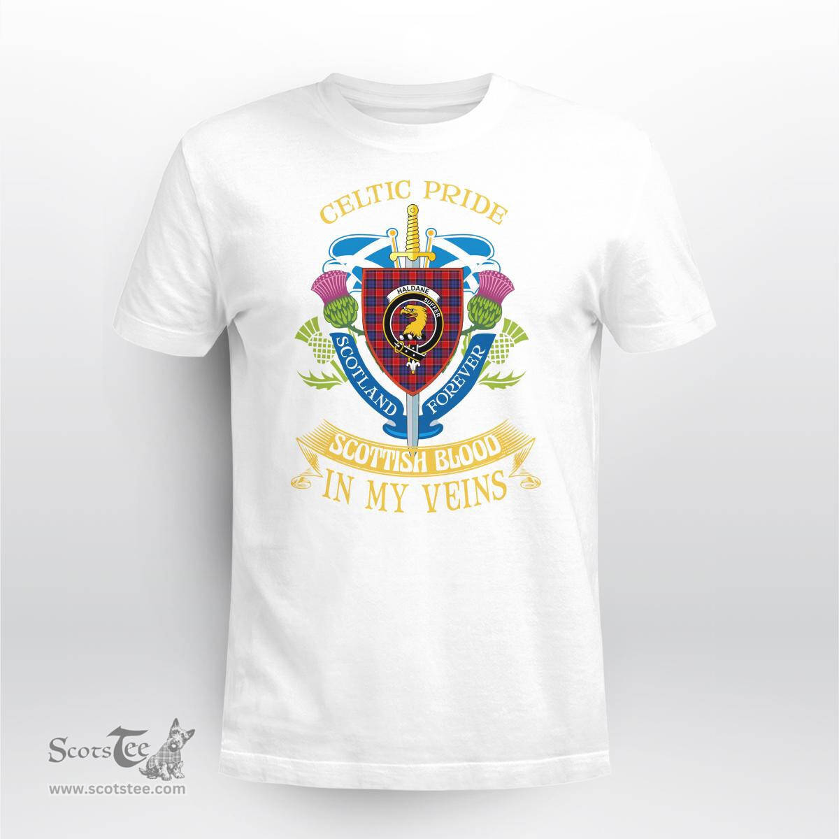 Scottish Haldane Scottish Blood In My Veins - Celtic Pride - Scotland Forever Tshirt Scottish Plaid Tartan Plaid - ScotsTee - scotstee.com