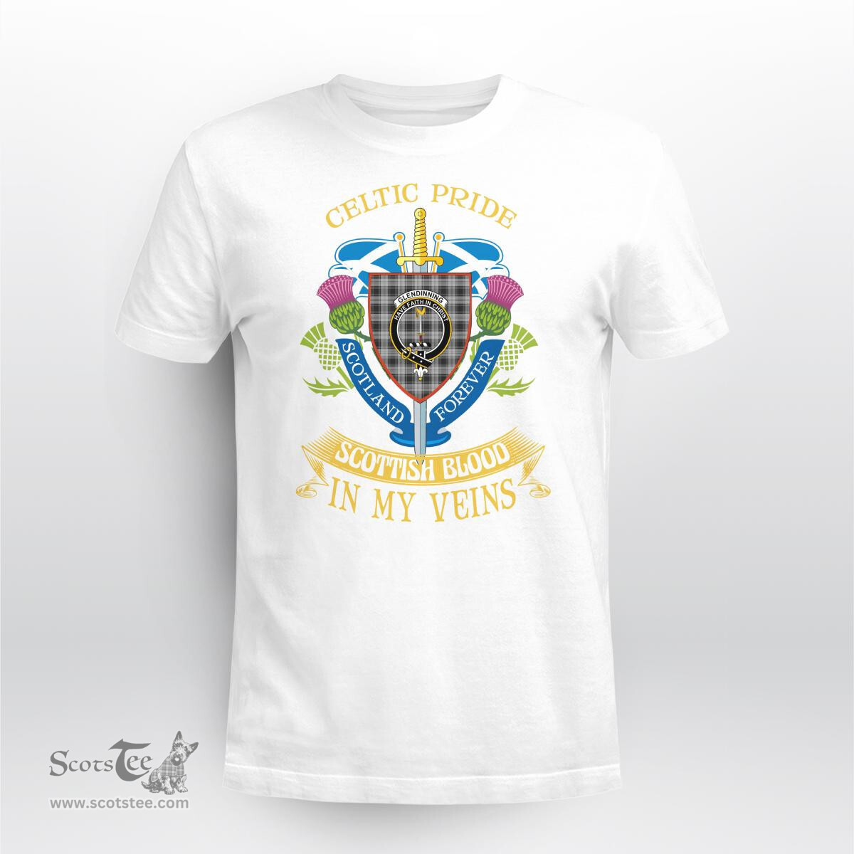Scottish Glendinning Scottish Blood In My Veins - Celtic Pride - Scotland Forever Tshirt Scottish Plaid Tartan Plaid - ScotsTee - scotstee.com