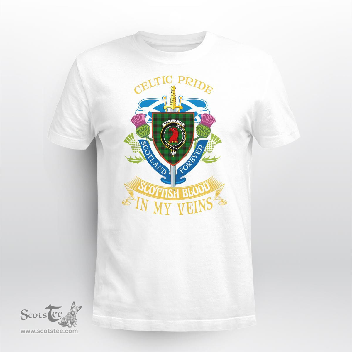 Scottish Halkerston Scottish Blood In My Veins - Celtic Pride - Scotland Forever Tshirt Scottish Plaid Tartan Plaid - ScotsTee - scotstee.com