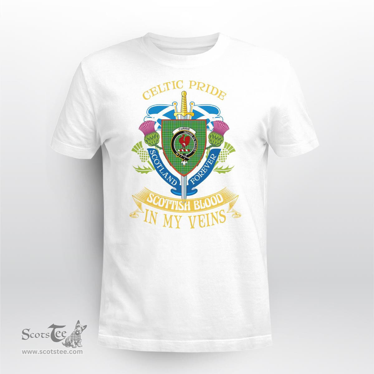 Scottish Currie Or Curry Scottish Blood In My Veins - Celtic Pride - Scotland Forever Tshirt Scottish Plaid Tartan Plaid - ScotsTee - scotstee.com