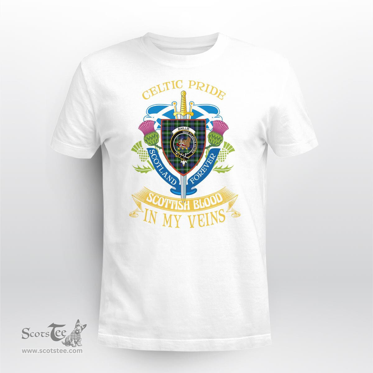 Scottish Baillie Scottish Blood In My Veins - Celtic Pride - Scotland Forever Tshirt Scottish Plaid Tartan Plaid - ScotsTee - scotstee.com