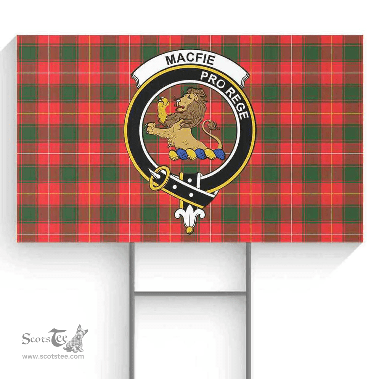 Scottish MacFie (of Dreghorn) Clan Tartan Yard Sign - Crest Classic  Scottish Plaid Tartan Plaid