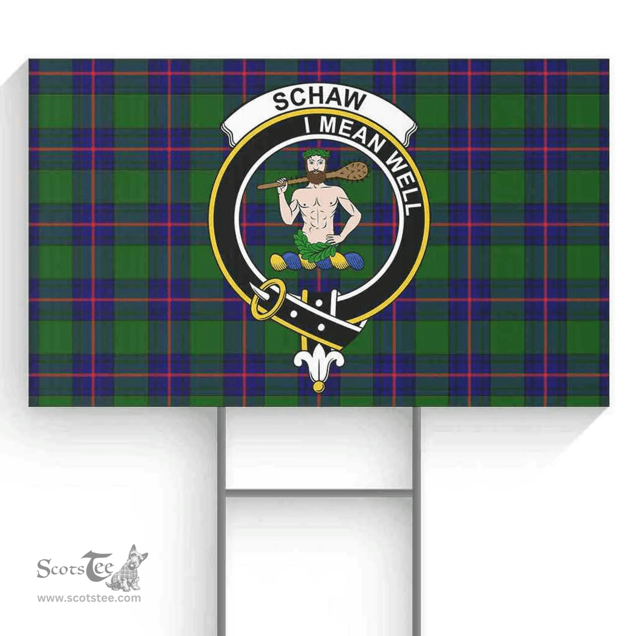 Scottish Schaw (of Sauchie) Clan Tartan Yard Sign - Crest Classic  Scottish Plaid Tartan Plaid