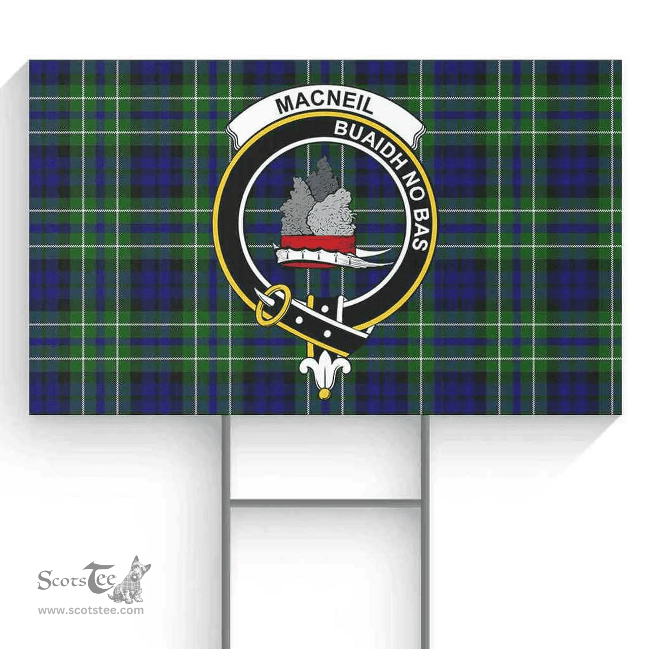 Scottish MacNeil of Colonsay Clan Tartan Yard Sign - Crest Classic  Scottish Plaid Tartan Plaid