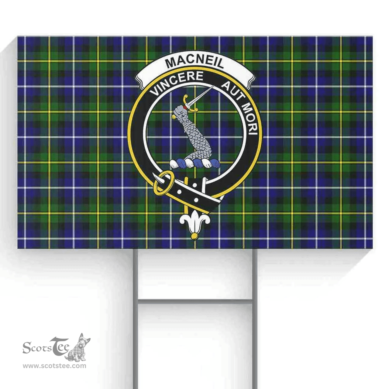 Scottish MacNeill of Barra Clan Tartan Yard Sign - Crest Classic  Scottish Plaid Tartan Plaid