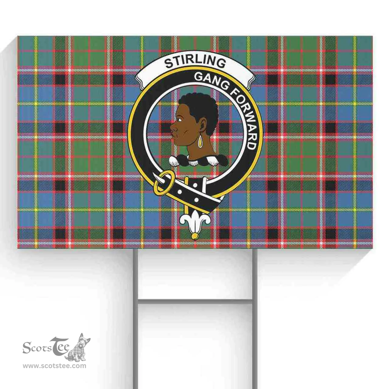 Scottish Stirling (of Keir) Clan Tartan Yard Sign - Crest Classic  Scottish Plaid Tartan Plaid