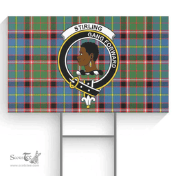 Scottish Stirling (of Keir) Clan Tartan Yard Sign - Crest Classic  Scottish Plaid Tartan Plaid