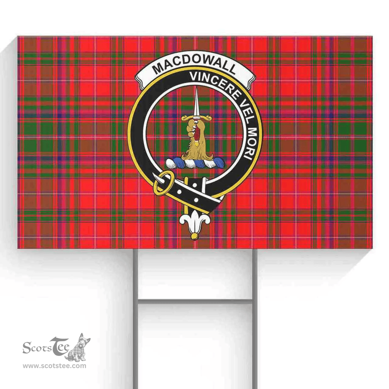 Scottish MacDowall (of Garthland) Clan Tartan Yard Sign - Crest Classic  Scottish Plaid Tartan Plaid