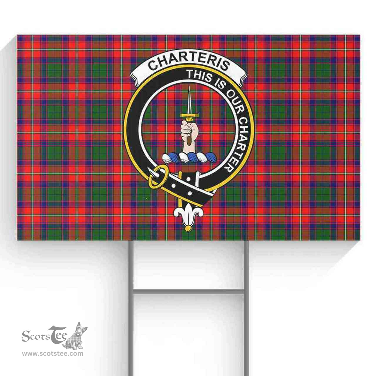 Scottish Charteris (Earl of Wemyss) Clan Tartan Yard Sign - Crest Classic  Scottish Plaid Tartan Plaid